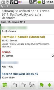 Kalendář v režimu Agenda