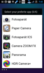 Výběr aplikace pro pořizování fotek