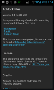 Adblock Plus 1.1: informace o aplikaci