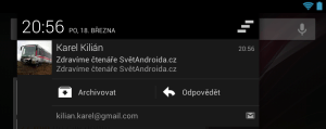 Nová verze Gmailu umí odpovídat na e-maily z notifikační lišty