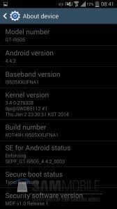 Snímek obrazovky z Androidu 4.4 KitKat pro Samsung Galaxy S4