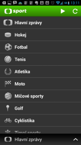 ČT sport: filtr sportů