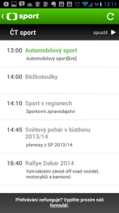 ČT sport: TV program