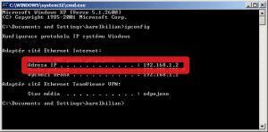 Zjištění IP adresy pod Windows XP