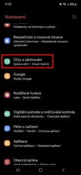 Automatická záloha v telefonu Samsung