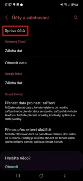 Automatická záloha v telefonu Samsung