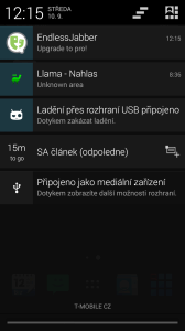 Upozornění v notifikační liště