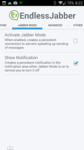 Nastavení aplikace EndlessJabber - sekce Jabber Mode