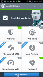 ESET Mobile Security & Antivirus: uživatelské prostředí