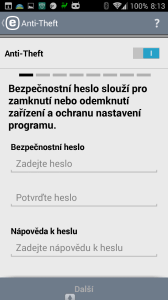 Zadání hesla pro přístup