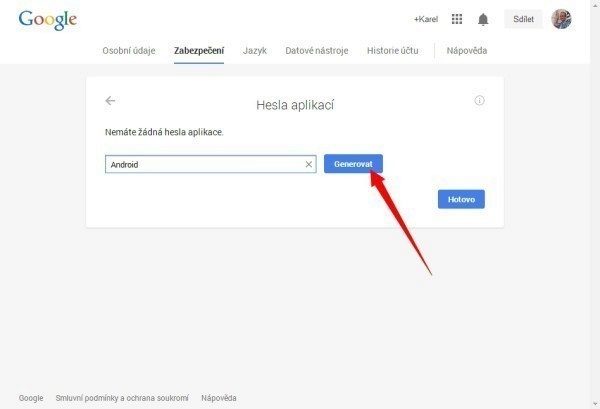 Klepněte na tlačítko Generovat