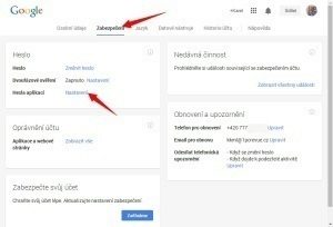 Sekce Zabezpečení – Heslo