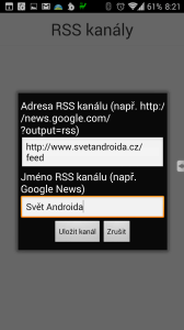 Nastavení RSS zdrojů