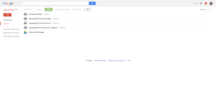 Přehled tiskáren ve službě Google Cloud Print
