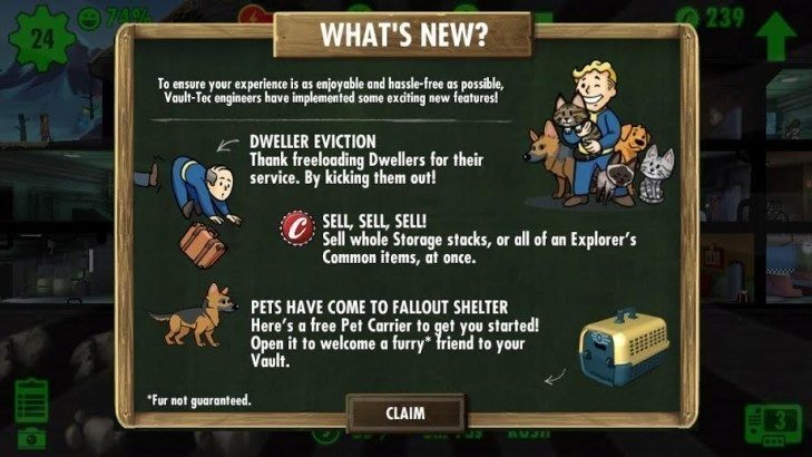 Fallout Shelter aktualizace