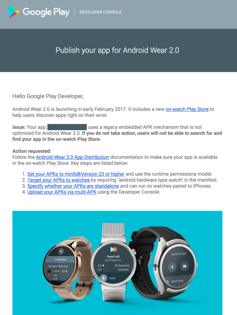 Z e-mailu vývojářům plyne, že Android Wear 2.0 přijde počátkem února