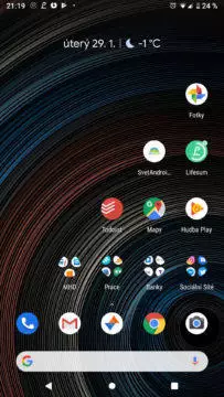Android 9 Pie domovská obrazovka