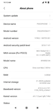 android 9 pie pocophone f1