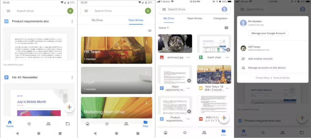 google disk redesign android ios