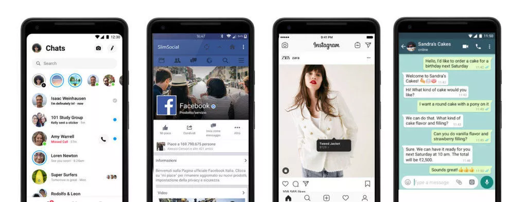 Aplikace Messenger, Facebook, Instagram a WhatsApp