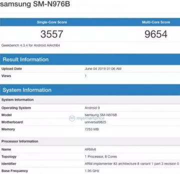 GeekBench Samsung Galaxy Note 10 - procesor Exynos