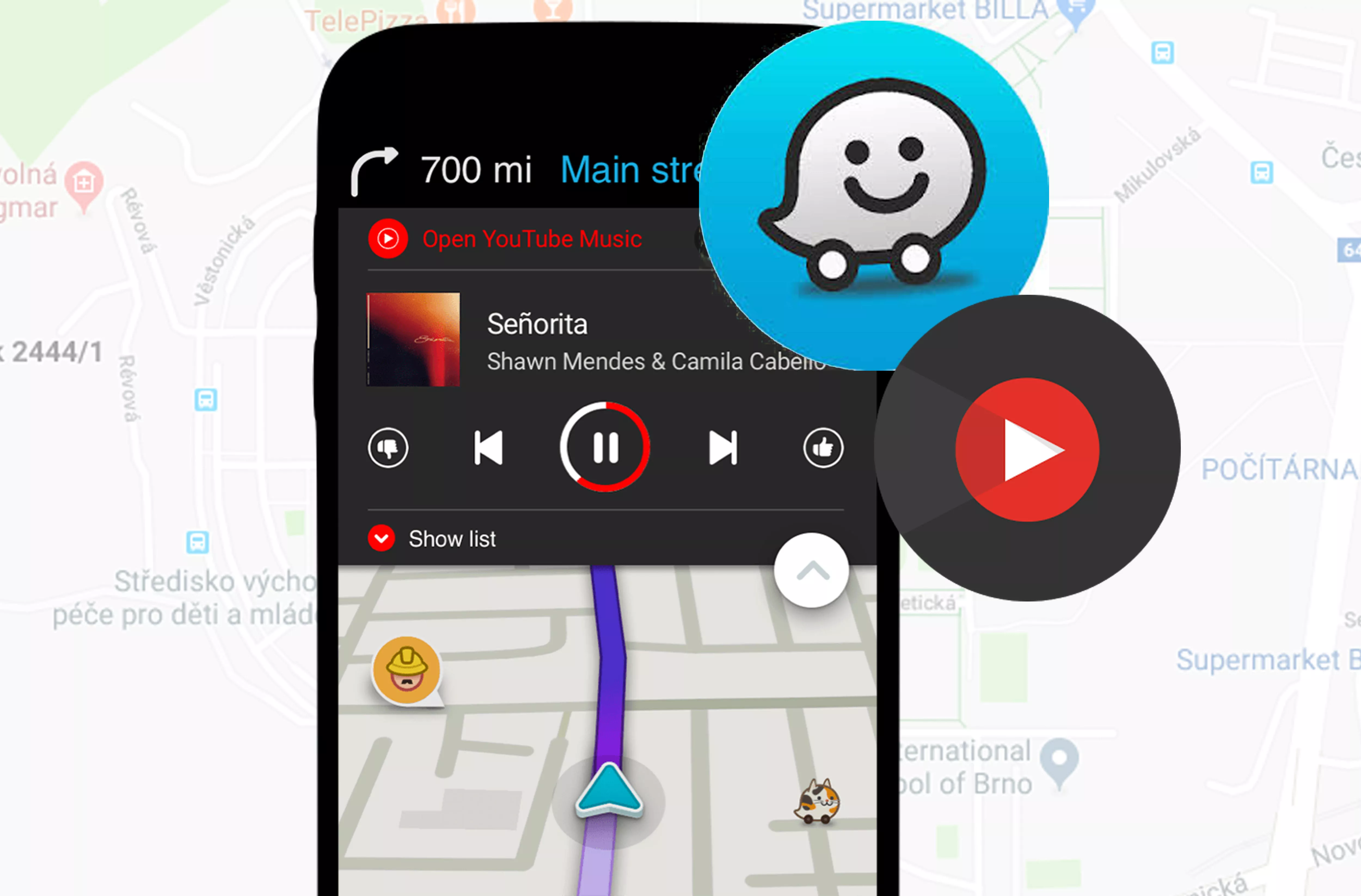 youtube music waze