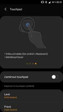 aplikace Galaxy Wearable nastavení teouchapdu