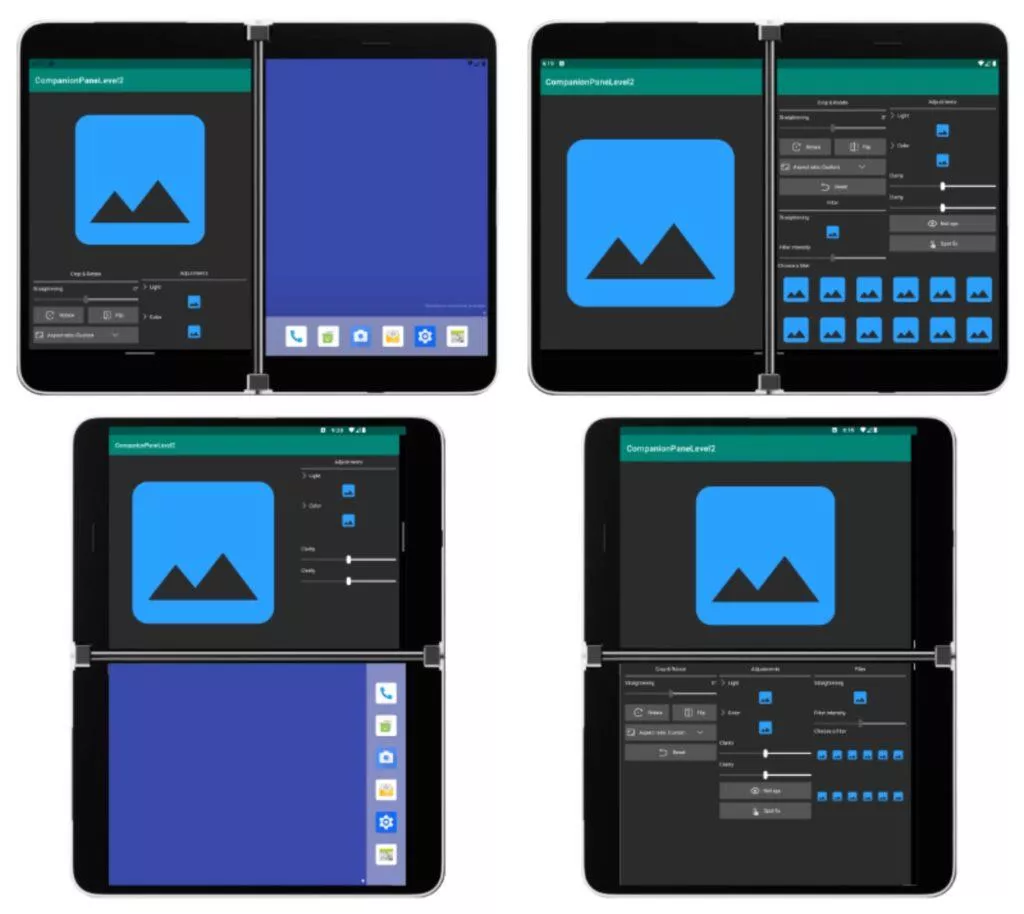 Microsoft Surface Duo vzhled aplikací ukázka