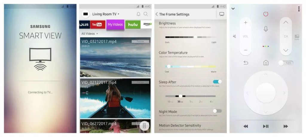 Samsung Smart View aplikace screens