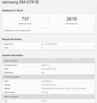 samsung galaxy s20 lite geekbench