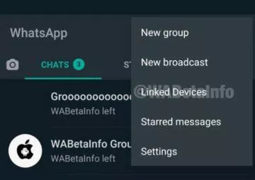 whatsapp na více zařízeních menu připojená zařízení screenshot