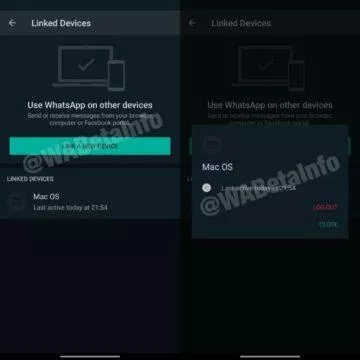 whatsapp na více zařízeních připojená zařízení screenshot