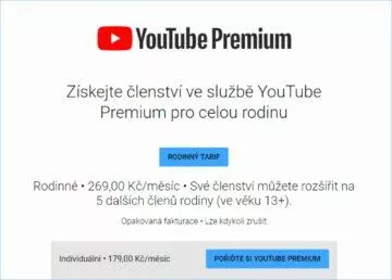Google pro rodiny YouTube premium
