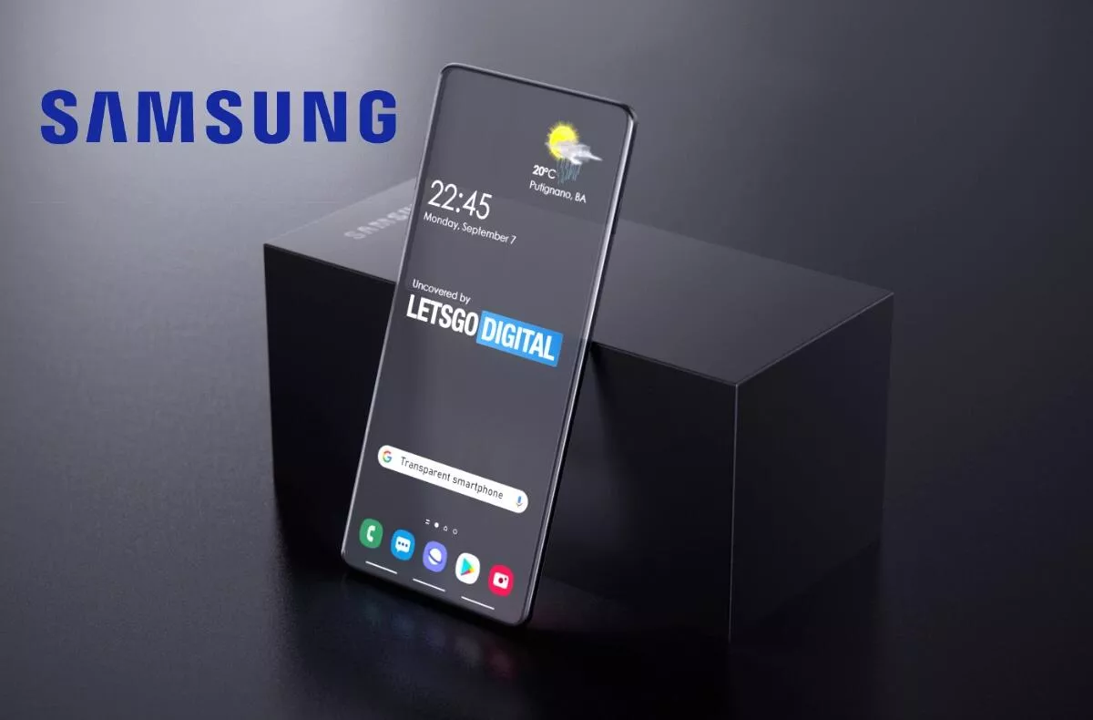 samsung pruhledny telefon