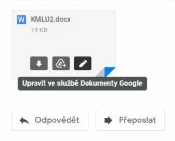 Gmail editace přílohy MS Office docx ukázka