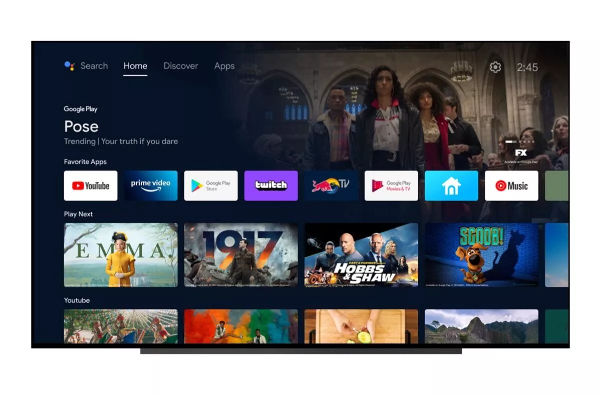 Android TV uživatelské rozhraní Google TV