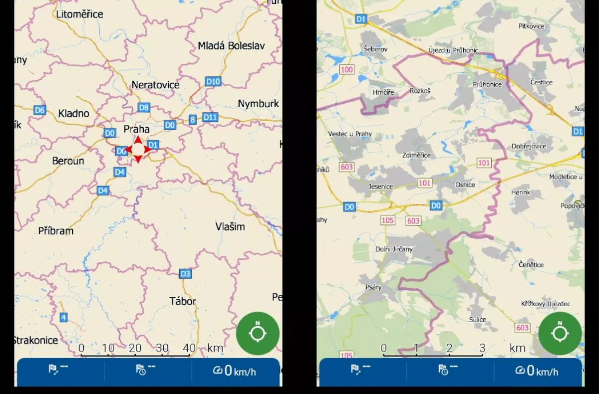 MapFactor Navigator zobrazení hranic okresů