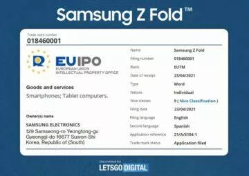 dvojitě ohebný Samsung tablet EUIPO