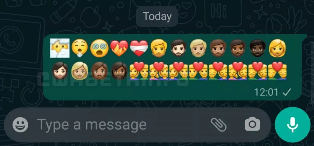 WhatsApp nové Emoji Unicode 13.1 náhled