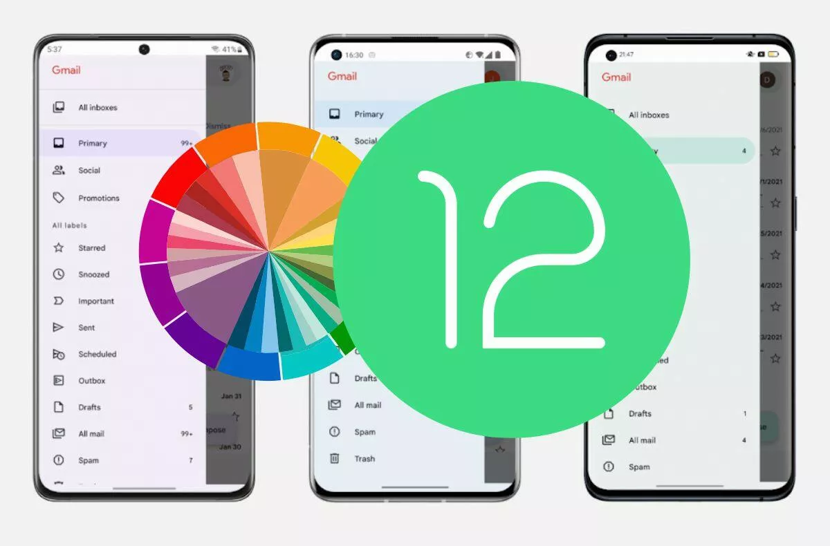 android 12 material you dynamicke barvy dalsi mobily xiaomi samsung vivo oppo oneplus