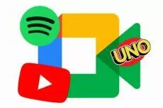 Google Meet doplňky YouTube Spotify UNO