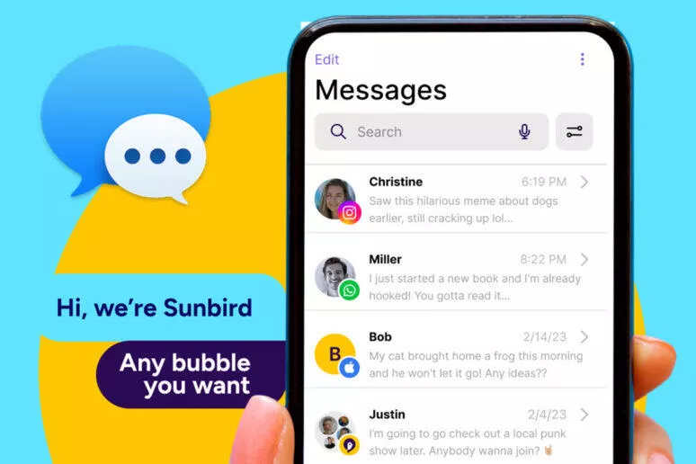 Sunbird Messaging - Chat with any bubble you want