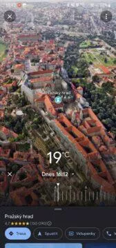 Immersive View Mapy Google ČR Pražský hrad počasí
