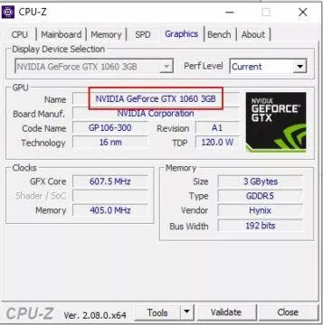 Informace o grafické kartě CPU-Z