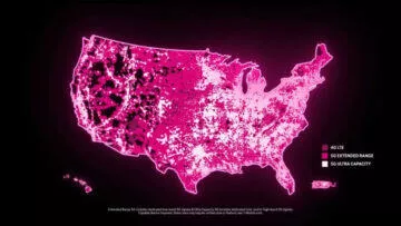 T-Mobile rozšířená mapa pokrytí v USA