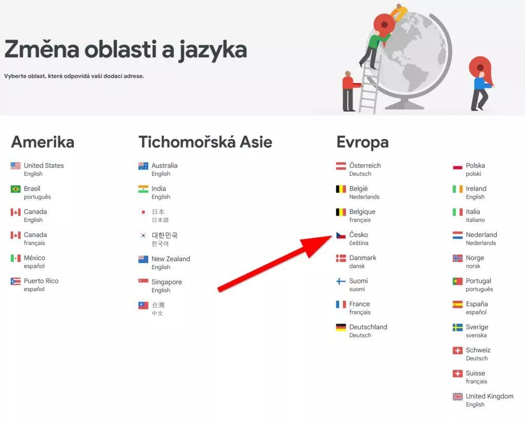 google store volba jazyka