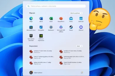 Windows 11 nabídka Start