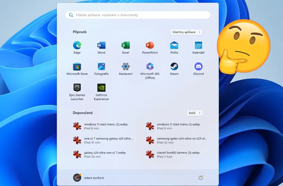 Windows 11 nabídka Start