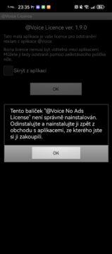 Voice Reader, chyba licence