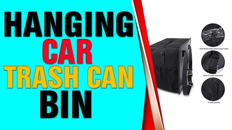 Hanging Car Trash Can Bin - PowerTiger Car Garbage Cans Bag with Lid & 3 Mesh Storage Pock